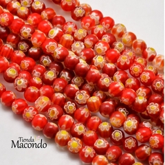 TIRA ESFERA MURANO MILLEFIORI ROJO (1 TIRA) en internet