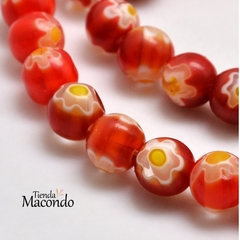 TIRA ESFERA MURANO MILLEFIORI ROJO (1 TIRA) - comprar online
