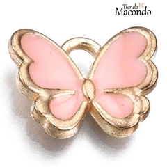 MARIPOSA ROSA VIEJO BORDE DORADO ESMALTADO (1 UNIDAD) - comprar online
