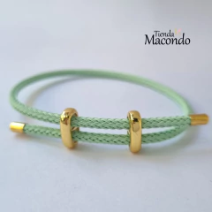 CUERDA DE ALAMBRE PARA PULSERA CON DESLIZANTE Y TERMINALES AQUA PALIDO - comprar online