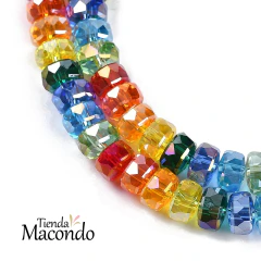 ARANDELAS FACETADAS 8 CRISTAL MIX COLOR (1 TIRA)