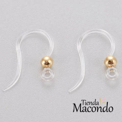 ANZUELOS SILICONA Y ENCHAPADO ORO (5 PARES)