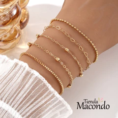 5 DISENOS DE PULSERAS DORADAS (1 CONJUNTO) - comprar online