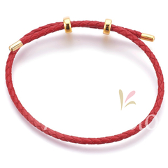CUERO TRENZADO PARA PULSERA CON DESLIZANTE Y TERMINALES ROJO - comprar online