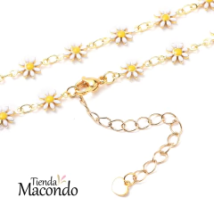 COLLAR ACERO DORADO MARGARITAS - comprar online