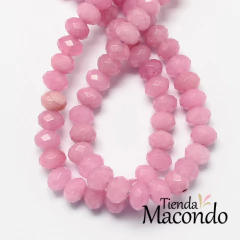 TIRA DONA PIEDRA NATURAL JADE ROSA INTENSO FAC. 4x3 mm (1 Tira) - comprar online