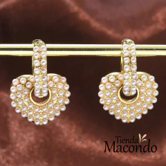 AROS CORAZON PERLITAS ENCHAPADO (1 PAR) en internet