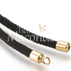 CORDON PARA PULSERA NYLON CON DESLIZANTE Y TERMINALES NEGRA - comprar online
