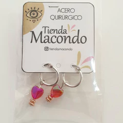 Aros de Acero Q Corazon Acrilico R