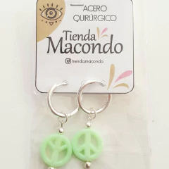 Aros de Acero Q + Dije Signo de la Paz