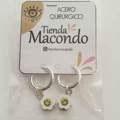 Aros de Acero Q + Flor Fimo Surtidos - Tienda Macondo