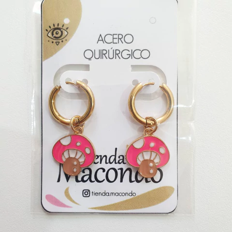 Aros de Acero Q + Dije Hongo