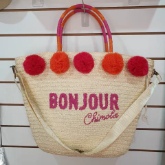 Bolso Rafia con pompones