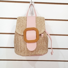 Mochila chica rafia rosa