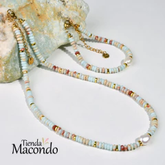 CONJUNTO PIEDRA NATURAL Y PERLA CULTIVADA (PULSERA Y COLLAR) (1 CONJUNTO) - comprar online
