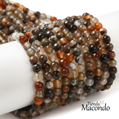 TIRA AGATA FACETADA MARRON OXIDO 4 mm (1 Tira) - comprar online