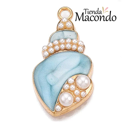 CARACOLA CON PERLAS ESMALTADA CELESTE (1 UNIDAD) - comprar online