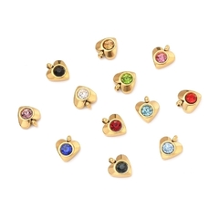 CORAZON ACERO DORADO CIRCONIA TURQUEZA - comprar online