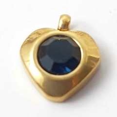 CORAZON ACERO DORADO CIRCONIA TURQUEZA