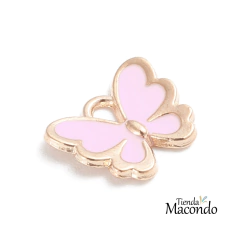 4 MARIPOSAS ROSA BORDE DORADO ESMALTADO (4 UNIDADES) - Tienda Macondo