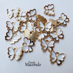 4 MARIPOSA BLANCA BORDE DORADO ESMALTADO (4 UNIDADES) en internet