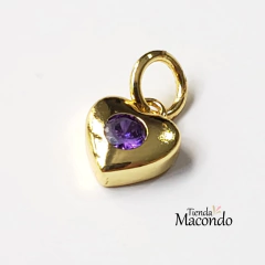 CORAZON 3 ENCHAPADO ORO CON CUBIC ZIRCONIA LILA - comprar online