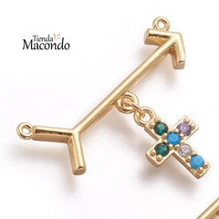 FLECHA DOBLE AGARRE CON CRUZ MICRO ZIRCONIAS