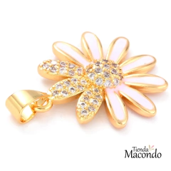 MARGARITA ENCHAPADA ESMALTE ROSA Y CIRCONIAS - comprar online