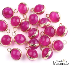 DIJE BOMBON DE ÁGATA FACETADO FUCSIA (1 UNIDAD)