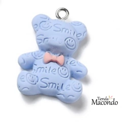 DIJE RESINA OSO SMILE CELESTE (1 UNIDAD)