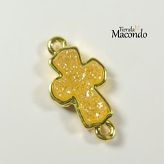 CRUZ CONECTORA PIEDRA DRUZY AMARILLO (1 UNIDAD)