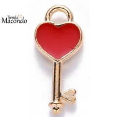 LLAVE CORAZON ESMALTADO ROJO (1 UNIDAD)