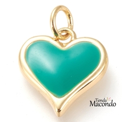 CORAZON ENCHAPADO CON ESMALTE VERDE (1 UNIDAD)