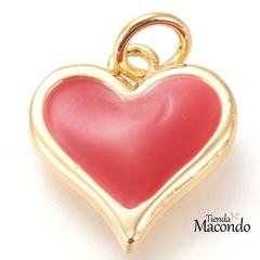 CORAZON ENCHAPADO CON ESMALTE ROJO (1 UNIDAD)