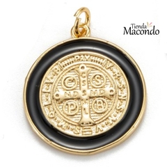 MEDALLON SAN BENITO ENCHAPADO NEGRO (1 UNIDAD)