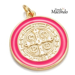 MEDALLON SAN BENITO ENCHAPADO FUCSIA (1 UNIDAD)