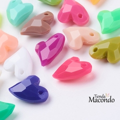 CORAZONES FACETADOS ACRILICO (5 Unidades)