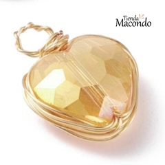 COLGANTE CORAZON CRISTAL FACETADO (1 UNIDAD) Ambar