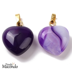CORAZON AGATA NATURAL LILA (1 UNIDAD)