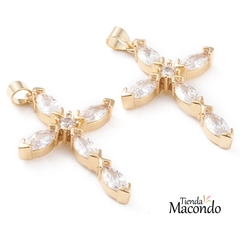 CRUZ ENCHAPADA GRANDE CON ZIRCONIAS (1 UNIDAD)