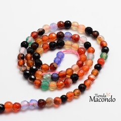 TIRA AGATA FACETADA MULTITONOS 4 mm (1 Tira) - comprar online