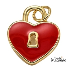 CANDADO CORAZON ROJO ENCHAPADO (1 UNIDAD)
