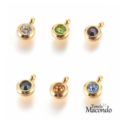 CIRCULO ACERO DORADO CIRCONIA VERDE - comprar online