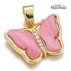 MARIPOSA NACAR ZIRCONIA ENCHAPADA ROSA