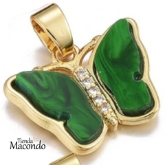 MARIPOSA NACAR ZIRCONIA ENCHAPADA VERDE