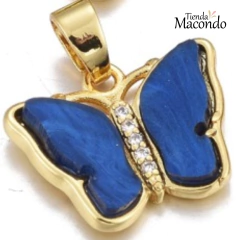 MARIPOSA NACAR ZIRCONIA ENCHAPADA AZUL