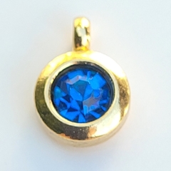 CIRCULO ACERO DORADO CIRCONIA AZUL
