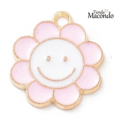 FLOR CARITA ROSA ESMALTADA (1 UNIDAD)