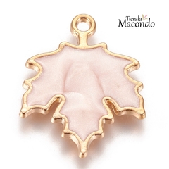 HOJA DE ARCE ESMALTADA ROSA (1 UNIDAD)