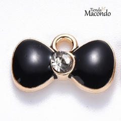 MOÑO CON ESTRASS ESMALTADO NEGRO (1 UNIDAD)